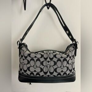 9363 Coach Black & Grey Signature C Demi Shoulder Bag